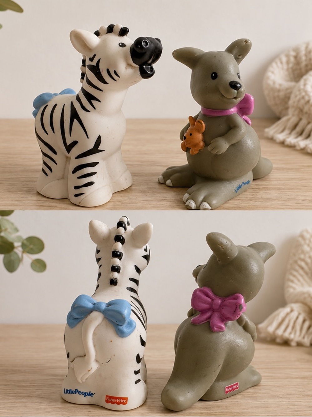 Little People Zebra & Kangaroo Animal Pair with Bows Fisher-Price